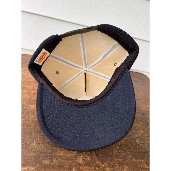 Vintage Colourtrans Black Snapback Hat With Embroidered Fire Dept Badge Patch H3 - Picture 3 of 4